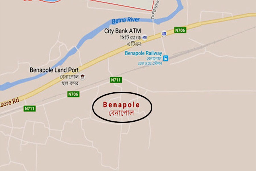 Google map showing Benapole district