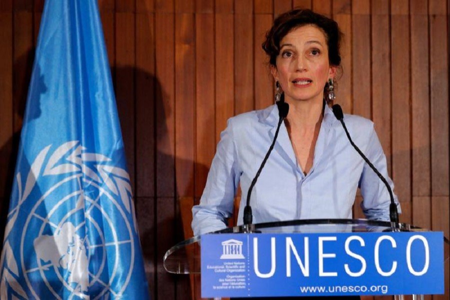 France's Audrey Azoulay speaks to the media at UNESCO headquarters in Paris, France, October 13, 2017. Reuters