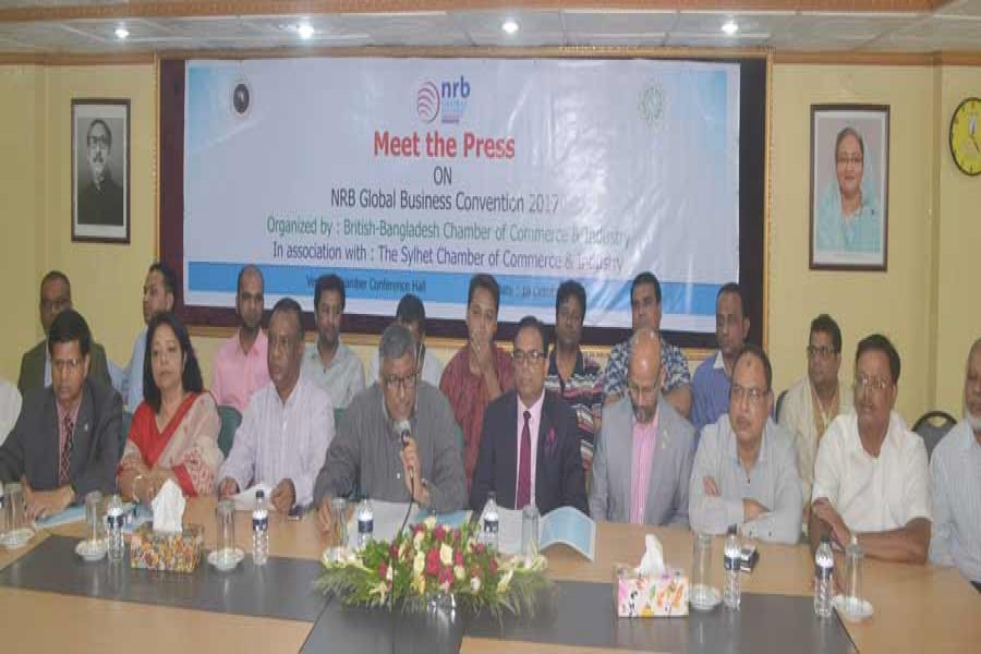 Sylhet Chamber of Commerce and Industry (SCCI) President Khandaker Shipar Ahmed presiding over an exchange of views meeting with the media in Sylhet city on Wednesday.