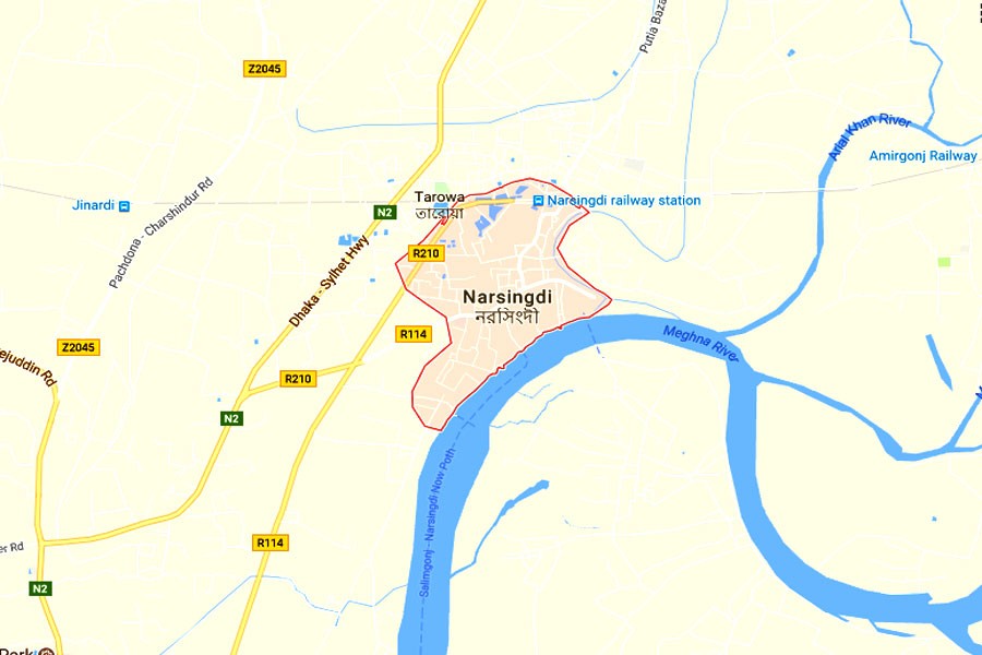 Google map showing Narsingdi district