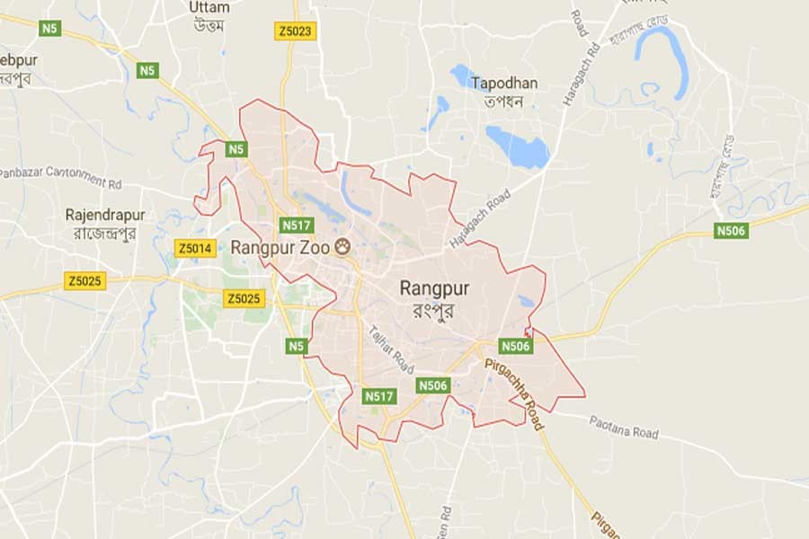 Google map showing Rangpur division