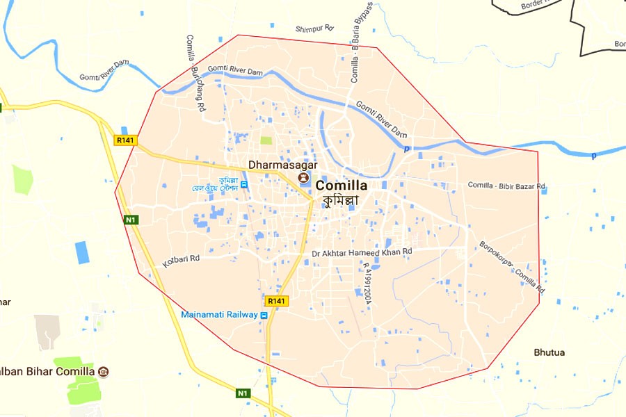 Google map showing Comilla district