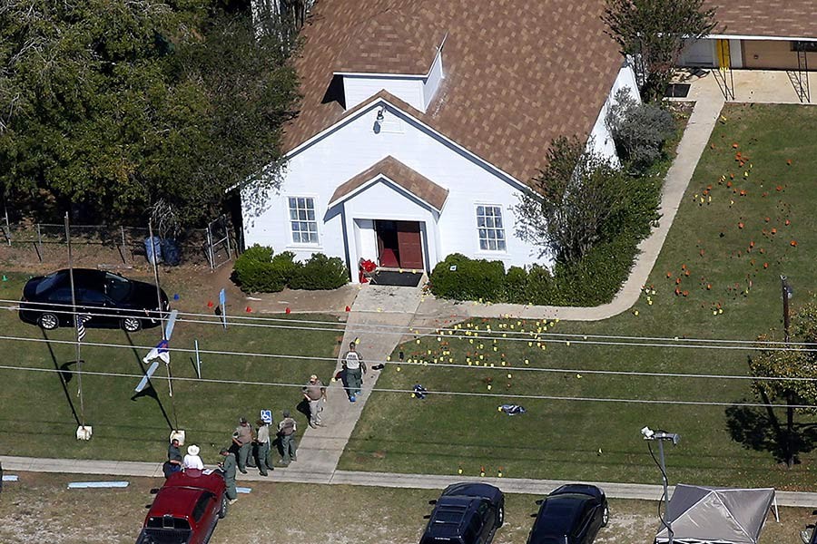 An aerial photo showing the site of a mass shooting at the First Baptist Church of Sutherland Springs, Texas, US on Monday. - Reuters photo