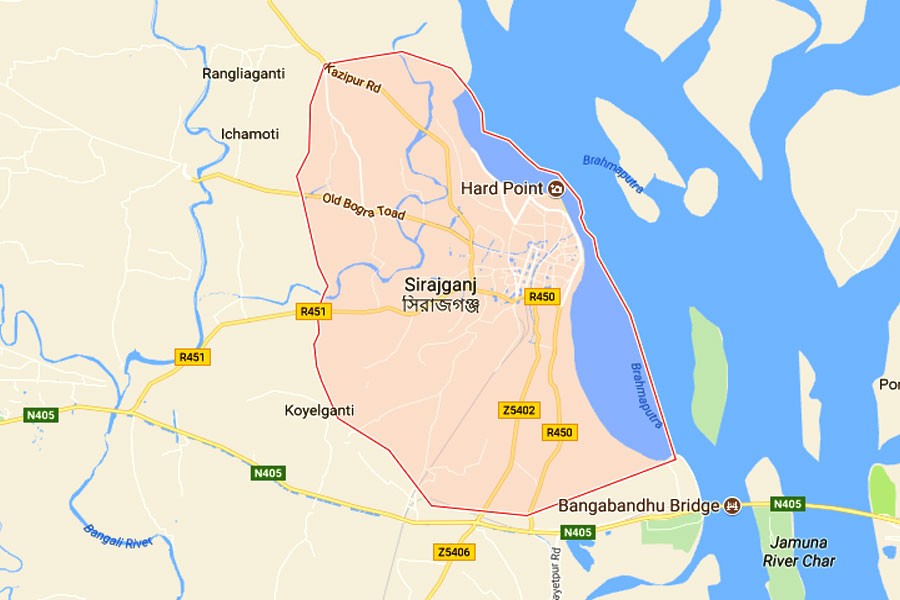 Google map showing Sirajganj district
