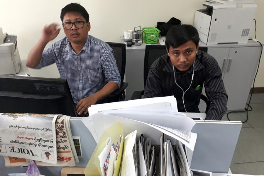 Myanmar arrests Reuters journalists Wa Lone (L) and Kyaw Soe Oo on December 12 after they were invited to dine with police officers on the outskirts of Myanmar’s largest city, Yangon. - Reuters file photo