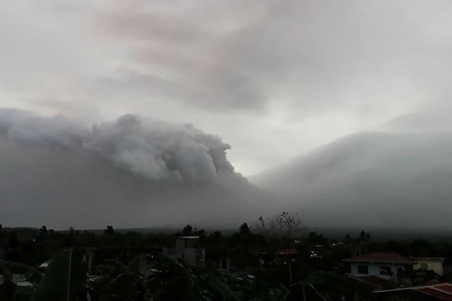 Mount Mayon erupts in Legazpi City, Philippines on Saturday in this still obtained from social media. Picture taken January 13, 2018. - via Reuters