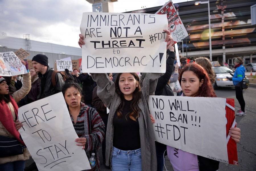 Demonstrators yell slogans during anti-Donald Trump travel ban protests outside Philadelphia International Airport in Philadelphia, Pennsylvania, US on January 29, 2017. - Reuters file photo