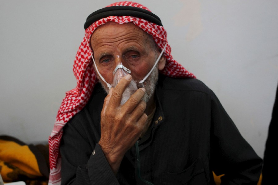 The aftermath of a chlorine gas attack on Kansafra village, Syria, in May, 2015. Reuters/File Photo