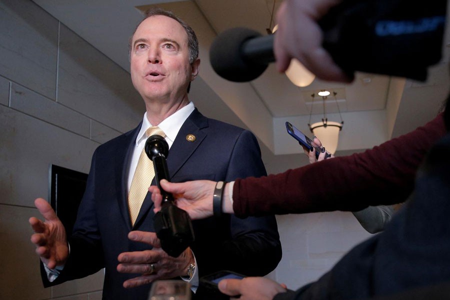 US Representative Adam Schiff (D-CA) speaks to reporters before a meeting of the House Intelligence Committee at the US Capitol in Washington, DC, US, March 8, 2018. Reuters.