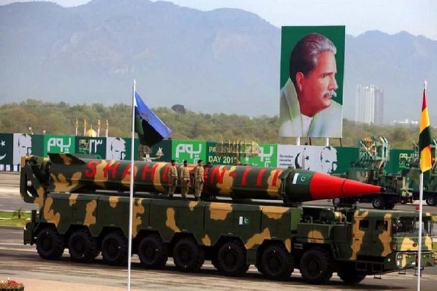 Ballistic missile (Shaheen-III) being displayed during the Pakistan Day parade in Islamabad on March 23, 2016. Reuters/Files