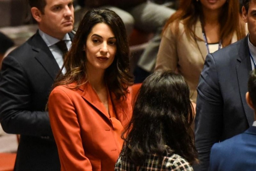 Amal Clooney attends a security council meeting at UN headquarters during the United Nations General Assembly in New York City, US September 21, 2017.  - Reuters