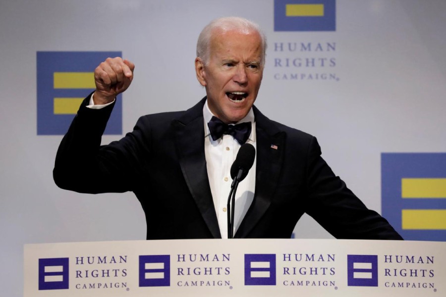Former US Vice President Joe Biden addresses the Human Rights Campaign (HRC) dinner in Washington, DC, US on September 15, 2018 — Reuters/File