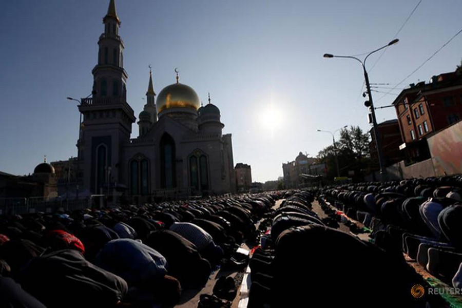 People attend prayers for the Muslim holiday of Eid al-Adha in Moscow, Russia September 1, 2017. Reuters/File Photo
