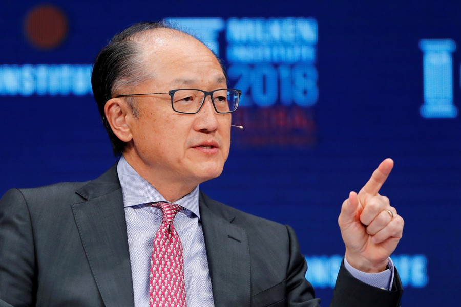 Jim Yong Kim, President of the World Bank Group, speaks at the Milken Institute 21st Global Conference in Beverly Hills, California, US, May 1, 2018. Reuters/Files Photo