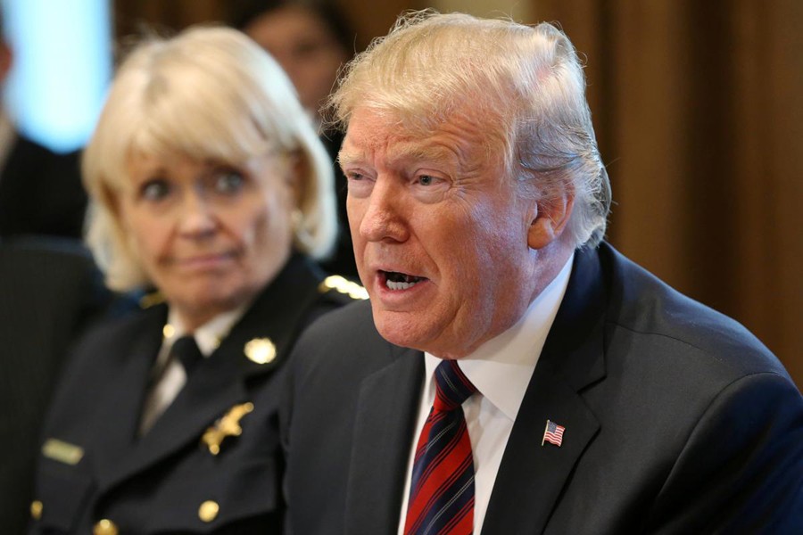 US President Donald Trump speaks during a "roundtable discussion on border security and safe communities" with state, local, and community leaders in the Cabinet Room of the White House in Washington, US, January 11, 2019. Reuters