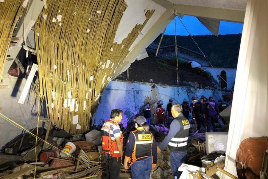 A collapsed area of the Alhambra hotel in Abancay, Peru - AP