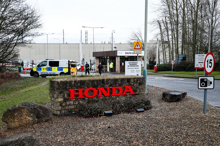 General view of the entrance to the Honda car plant in Swindon, Britain on Monday — Reuters photo