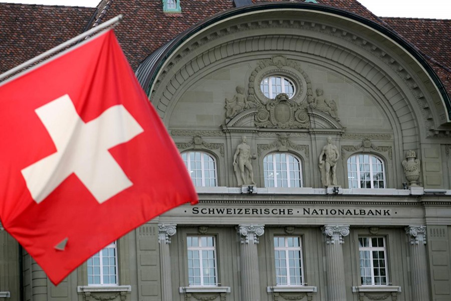 A Swiss flag is pictured in front of the Swiss National Bank (SNB) in Bern, Switzerland on May 2, 2019 — Reuters photo