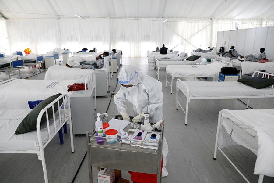 A nurse works inside a field hospital built on a soccer stadium in Machakos, as the number of confirmed coronavirus disease (Covid-19) cases continues to rise in Kenya, July 23, 2020 — Reuters/Files