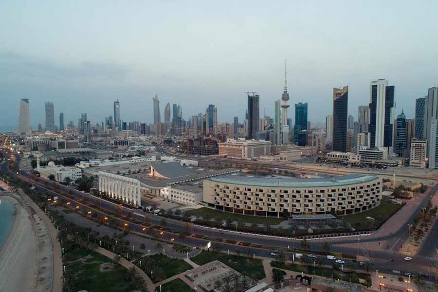 An aerial view shows Kuwait City and the National Assembly Building (Kuwait Parliament), after the country entered a lockdown to combat the spread of COVID-19. The photo was taken on March 20 this year. –Reuters file photo