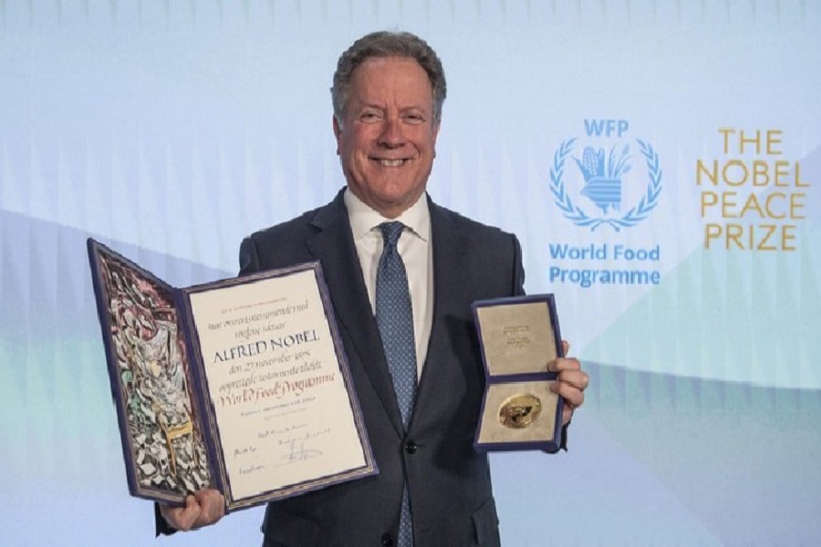 David Beasley, Executive Director of the United Nations World Food Programme, receives the Nobel Peace Prize awarded to WFP in 2020 — Rein Skullerud/WFP