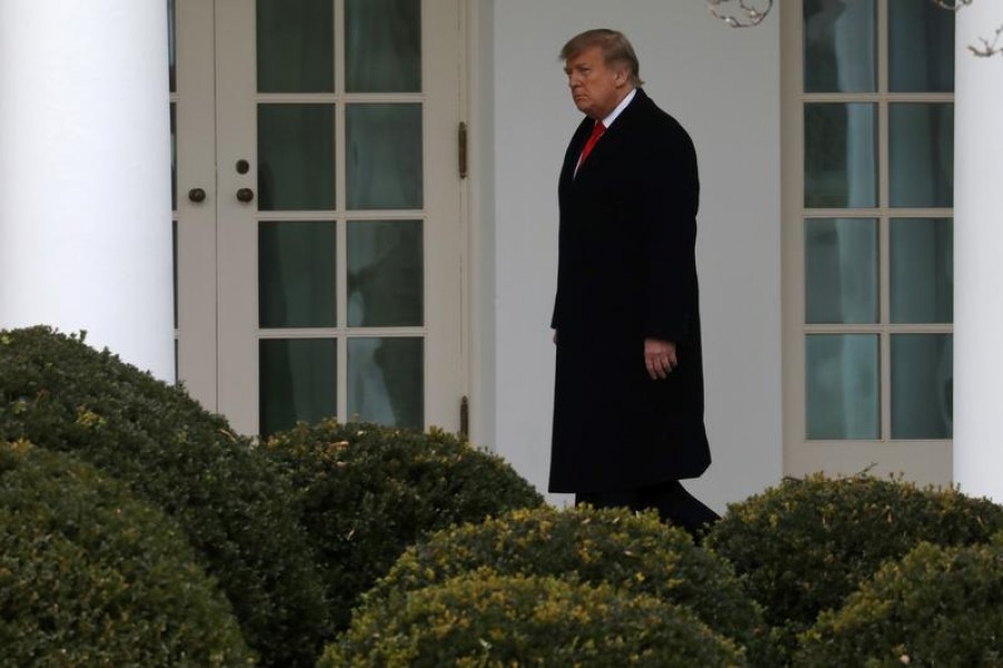 US President Donald Trump walks to the Oval Office after returning from Mar-A-Lago to the White House in Washington, US, December 31, 2020 — Reuters