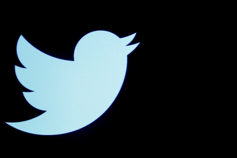The Twitter logo is displayed on a screen on the floor of the New York Stock Exchange (NYSE) in New York City, US on September 28, 2016 — Reuters/Files