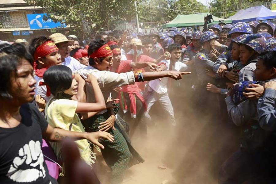 Woman killed as Myanmar police crack down on protests