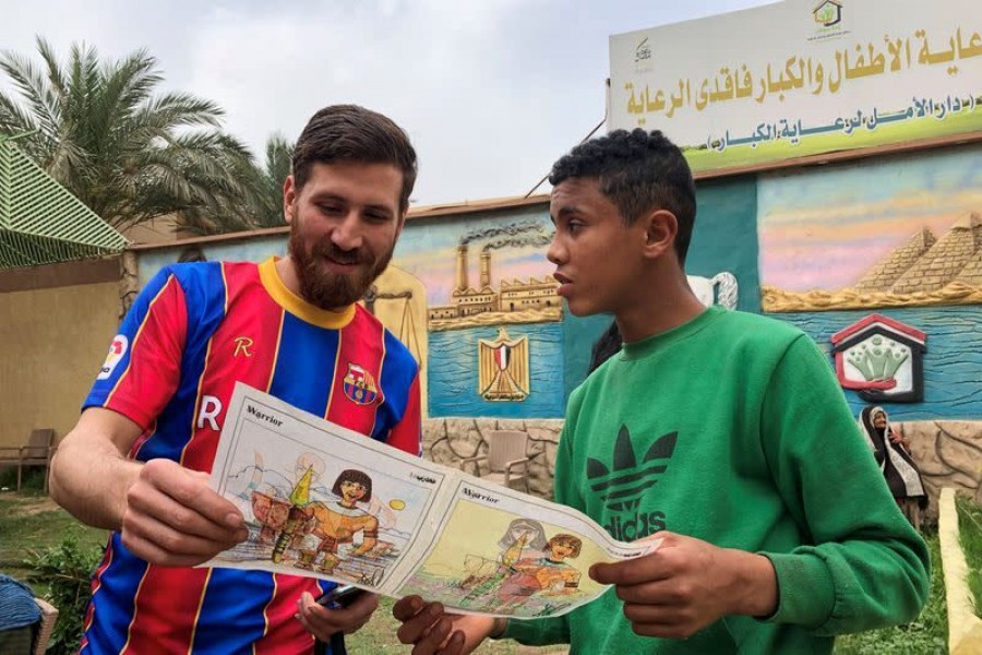Egyptian Messi lookalike thrills soccer-loving orphans