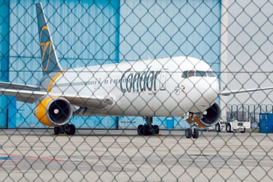 A Condor aircraft is parked on the tarmac at Frankfurt International Airport, amid the spread of the coronavirus disease (COVID-19) in Frankfurt, Germany, June 4, 2020. REUTERS/Ralph Orlowski