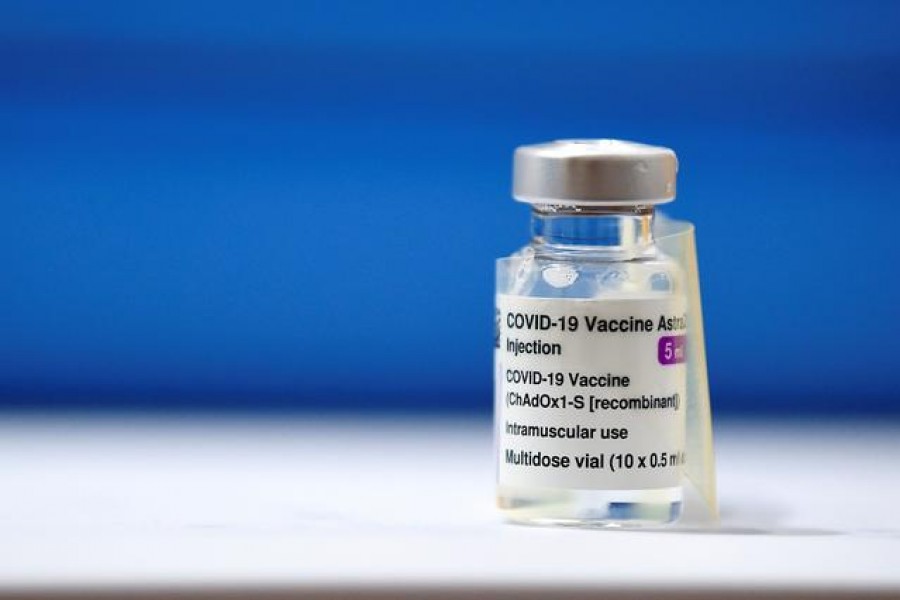 A vial of AstraZeneca Covid-19 vaccine is seen at the Aviva Stadium mass vaccination centre, amid the coronavirus disease (Covid-19) pandemic, in Dublin, Ireland on April 4, 2021 — Reuters/Files
