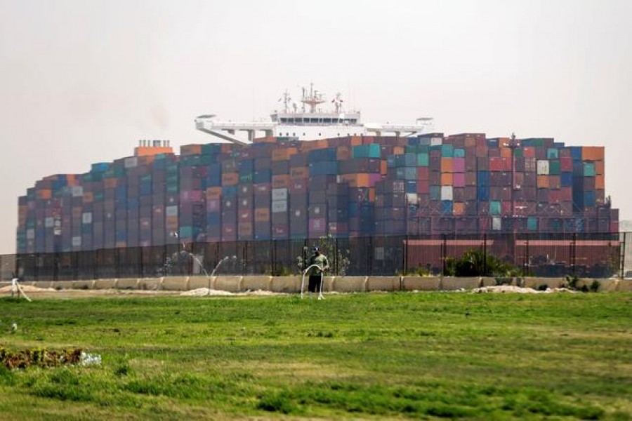 A ship is seen after sailing through Suez Canal, in Ismailia, Egypt on April 6, 2021 — Reuters photo