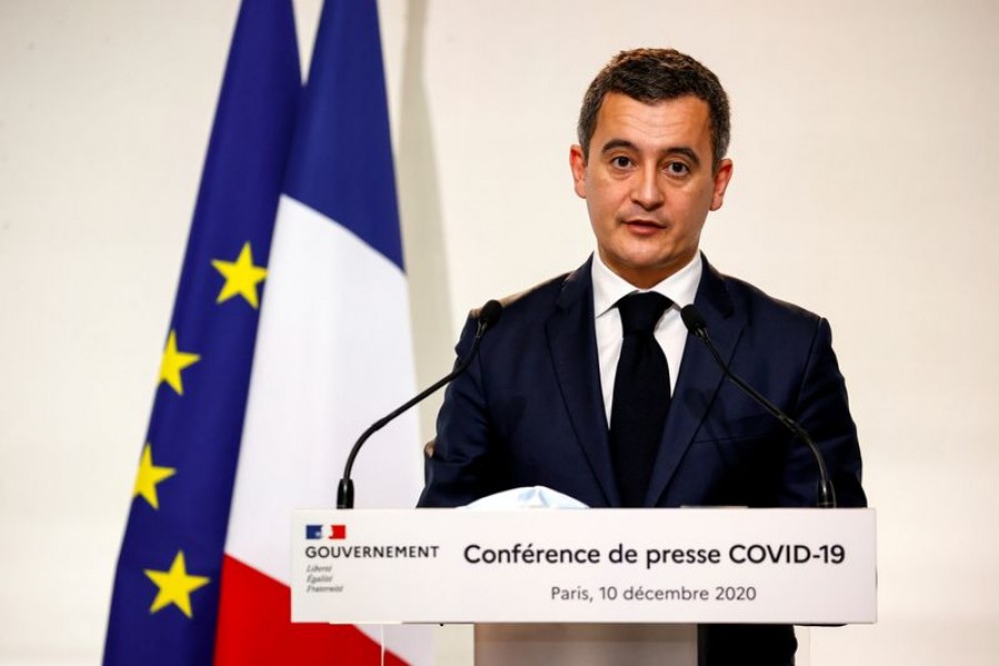 French Interior Minister Gerald Darmanin speaks during a news conference on the coronavirus disease (Covid-19) outbreak, in Paris, France on December 10, 2020 — Reuters/Files