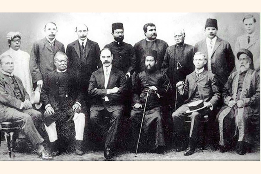 Members of the Nathan Commission which was formed on May 27, 1912 by the Government of Bengal to prepare a complete scheme for the establishment of a university in Dhaka.    —Photo Collected