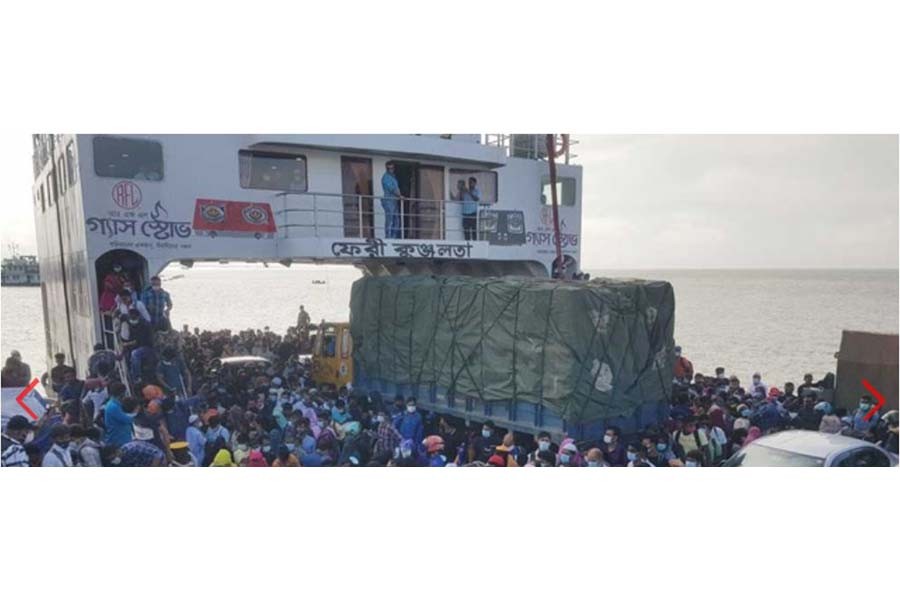 Dhaka-bound travellers crowd ferry terminals as factories resume in lockdown   