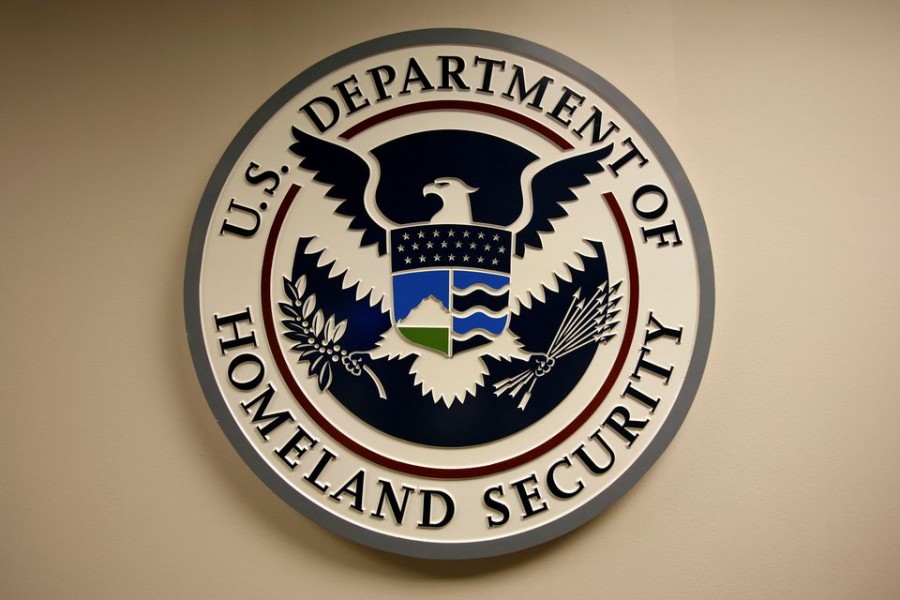 US Department of Homeland Security emblem is pictured at the National Cybersecurity & Communications Integration Center (NCCIC) located just outside Washington in Arlington, Virginia September 24, 2010. REUTERS/Hyungwon Kang