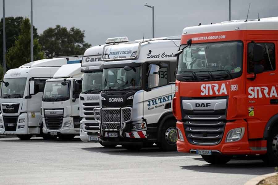 Trucks are seen at an HGV parking, at Cobham Services on the M25 motorway, in Cobham of Britain on August 31 this year –Reuters file photo