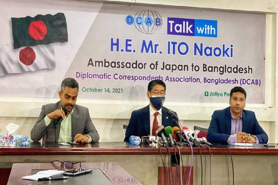 Japanese Ambassador Ito Naoki at a programme titled ‘The DCAB Talks’ held in the city on Thursday