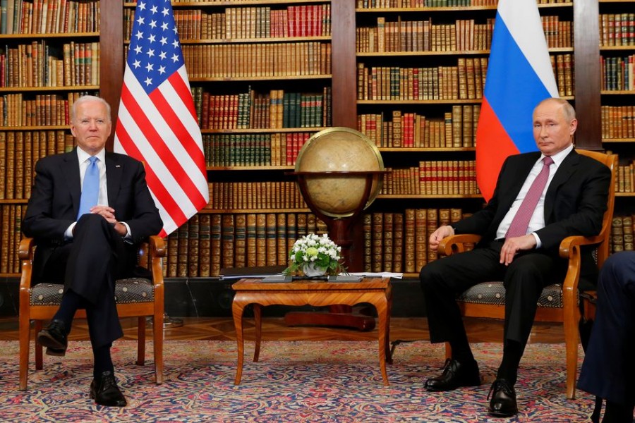 US President Joe Biden and Russia's President Vladimir Putin meet for the US-Russia summit at Villa La Grange in Geneva, Switzerland, June 16, 2021. REUTERS/Denis Balibouse/Pool