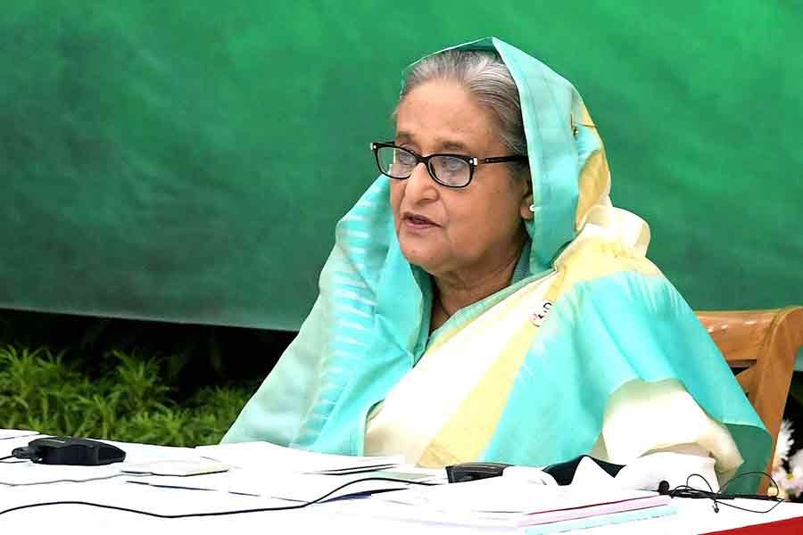 Prime Minister Sheikh Hasina addressing the inaugural ceremony of ‘Deputy Commissioner Conference 2022’ on Tuesday via video conference from Ganabhaban –PID Photo