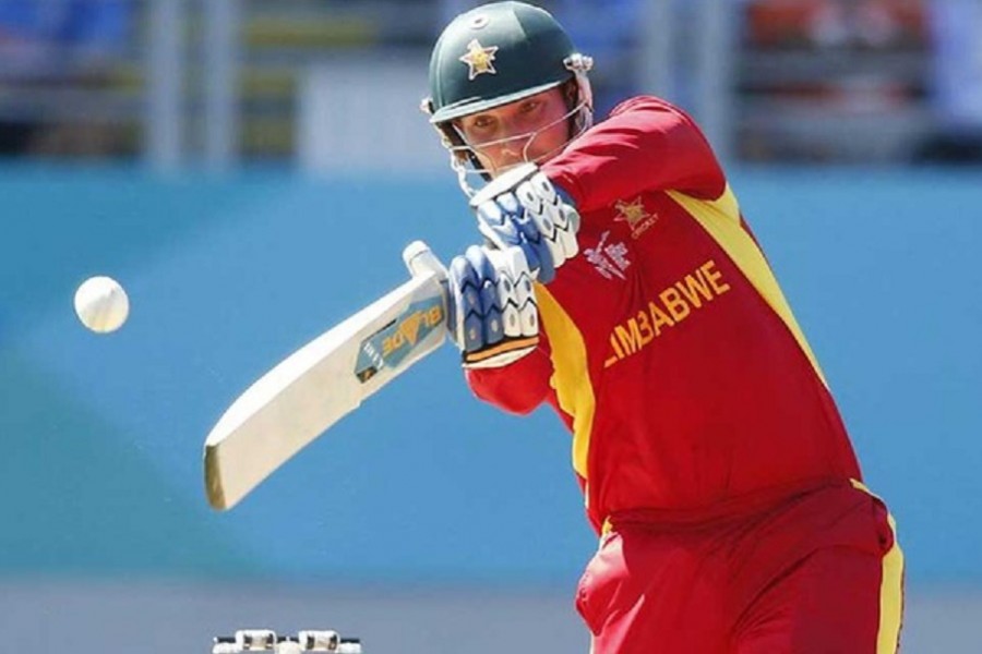 Zimbabwe's Brendan Taylor hits a four during their Cricket World Cup match against India at Eden Park in Auckland, March 14, 2015. REUTERS/Nigel Marple