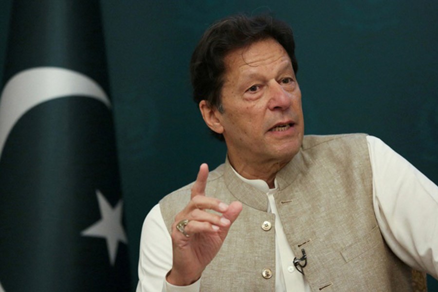 Pakistan's prime minister, Imran Khan, speaks during an interview with Reuters in Islamabad, Pakistan Jun 4, 2021. REUTERS/Saiyna Bashir