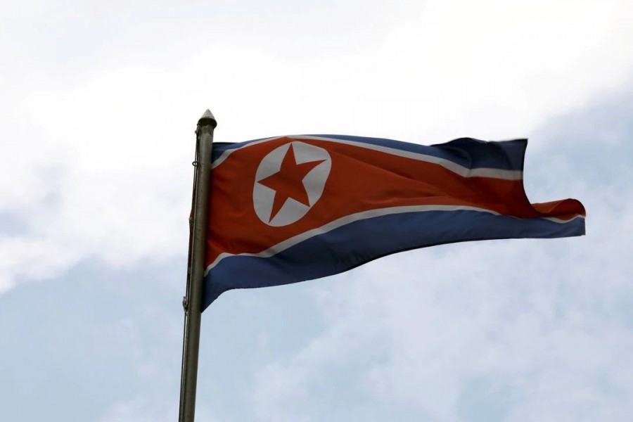 A North Korean flag flutters at the North Korean embassy in Kuala Lumpur, Malaysia March 19, 2021. REUTERS/Lim Huey Teng