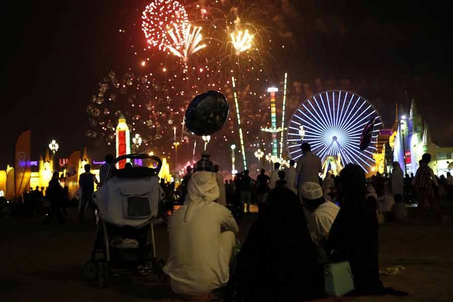 An Emirati family watching the fireworks display at the Global Village in Dubai in 2015 –Reuters file photo