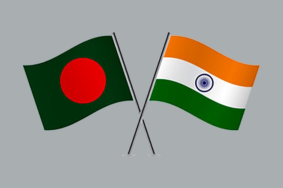 Flags of Bangladesh and India are seen cross-pinned in this photo symbolising friendship between the two nations — Collected