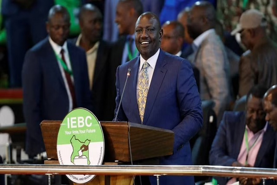 Kenya's Deputy President William Ruto and presidential candidate for the United Democratic Alliance (UDA) and Kenya Kwanza political coalition, speaks after being declared the winner of Kenya's presidential election, at the IEBC National Tallying Centre at the Bomas of Kenya, in Nairobi, Kenya August 15, 2022. REUTERS/Thomas Mukoya
