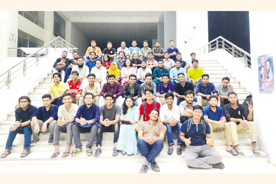Members of Bangladesh University of Textiles Debating Club (BUTEXDC) pose for a photograph