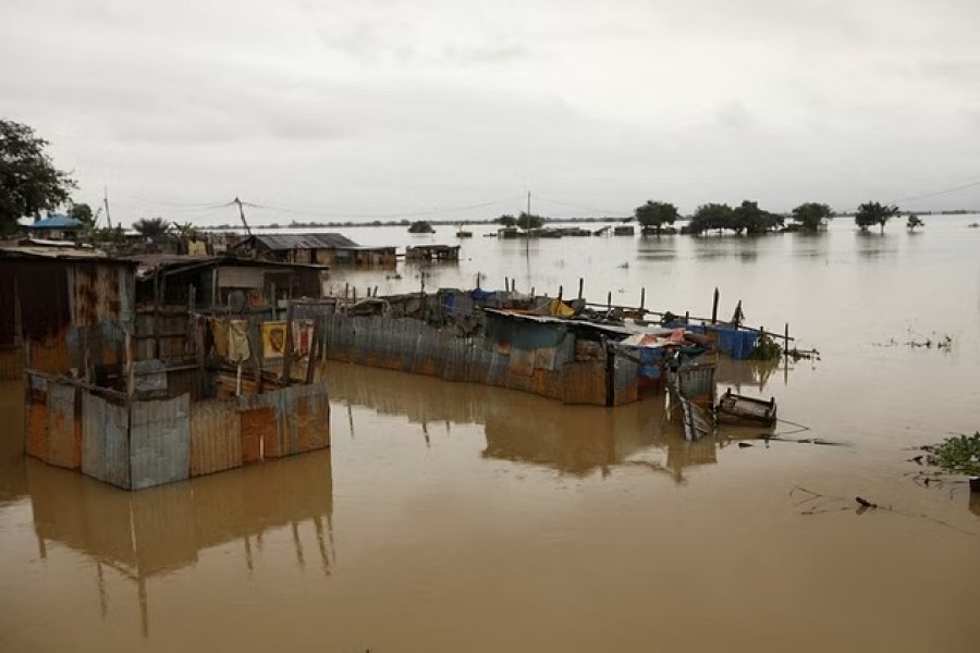 Houses are seen submerged in flood waters in Lokoja, Nigeria Oct 13, 2022. REUTERS