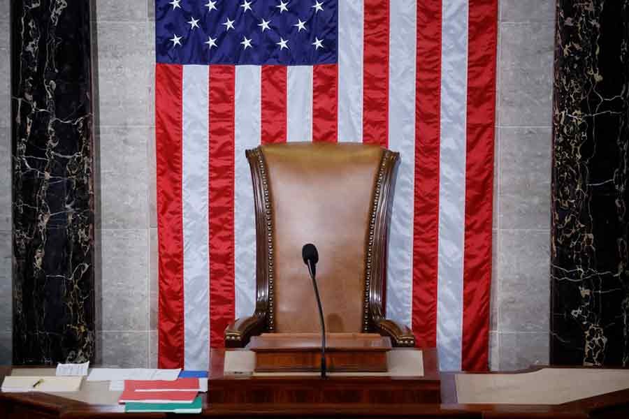 The chair of the Speaker of the House sits empty for a third straight day as members of the House gather for another expected round of voting for a new Speaker on the third day of the 118th Congress at the US Capitol in Washington on Thursday –Reuters photo