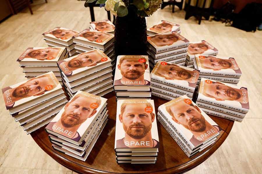 Copies of Britain's Prince Harry's autobiography 'Spare' are displayed at Waterstones bookstore in London on Tuesday -Reuters photo